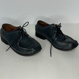 Hush Puppies Carlisle Leather Lace-up Loafers Navy Blue | Women Size 6.5
